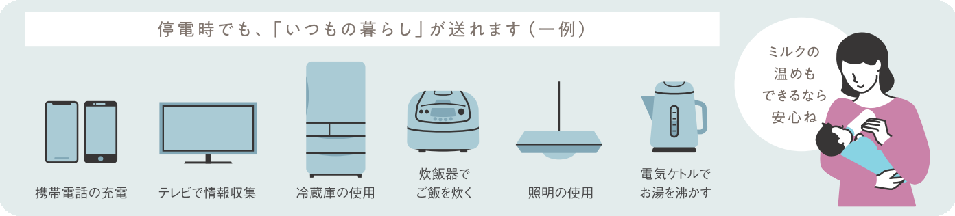 停電時でもいつもの暮らしが送れます