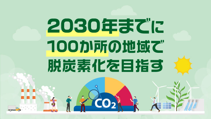 2030年までに100箇所の地域で脱炭素化を目指す